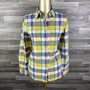 RALPH LAUREN Button Down Yellow Plaid Casual Shirt Women's Size Small